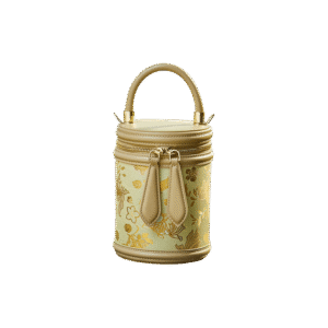 Song Brocade Leather Bucket Cylinder Bag
