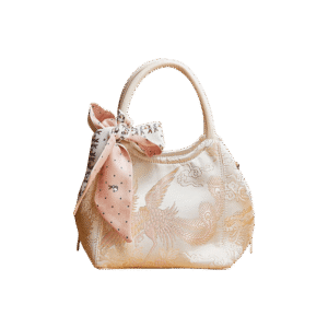 Brocade Jacquard Silk Powder Pink Phoenix Bucket Bag
