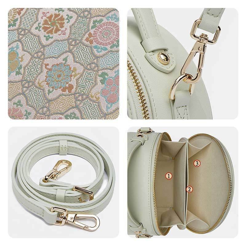 Song Brocade Silk Vintage Round Bag - Image 7